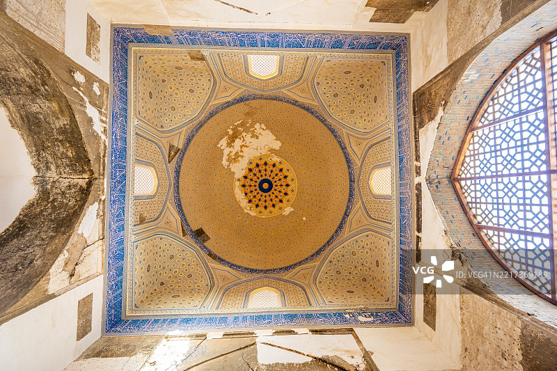 撒马尔罕比比·哈尼姆清真寺的装饰天花板图片素材