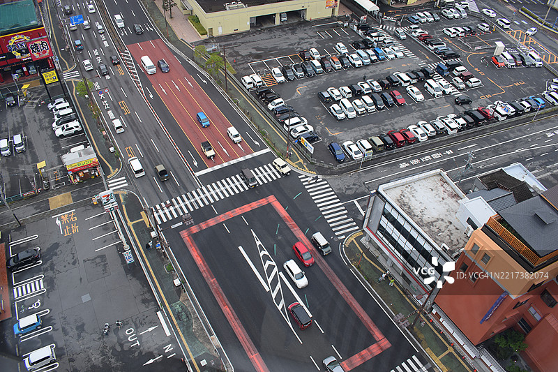 高角度视图的道路交通图片素材