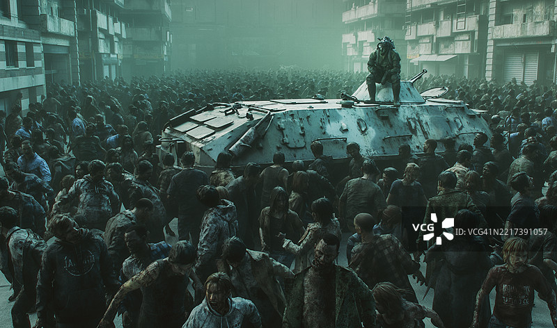 在满是僵尸的城市中最后的幸存者图片素材