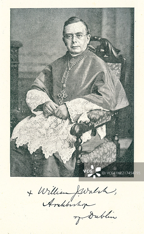 威廉·约瑟夫·沃尔什肖像（1841年1月30日 - 1921年4月9日），自1885年7月3日起担任都柏林罗马天主教大主教，直至去世。图片素材