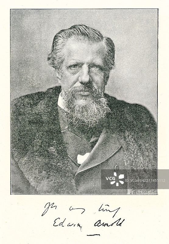 英国诗人和记者埃德温·阿诺德爵士（1832年6月10日 - 1904年3月24日）的肖像，他以1879年的作品《亚洲之光》而闻名。图片素材