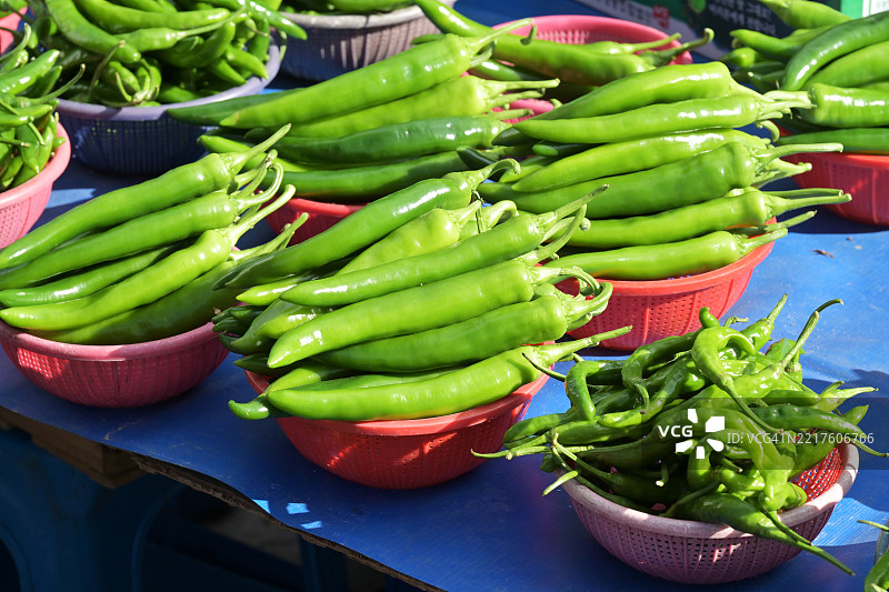 传统市场，蔬菜店，辣椒图片素材