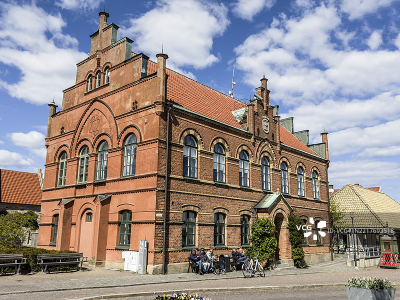 瑞典斯科纳县西姆里沙姆的老市政厅，砖砌建筑，建于1867年，斯堪的纳维亚，欧洲图片素材