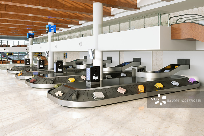 机场传送带上的行李箱图片素材
