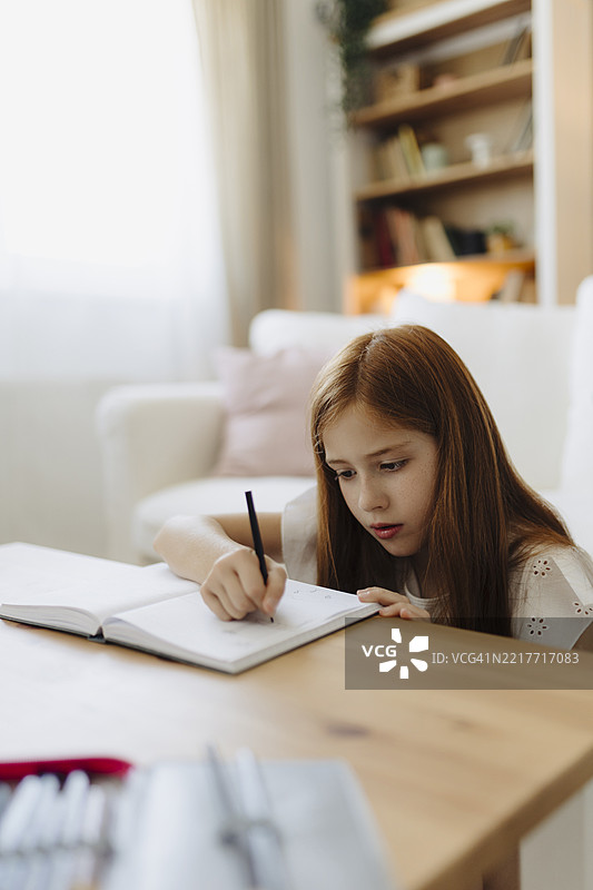 女孩在做作业图片素材