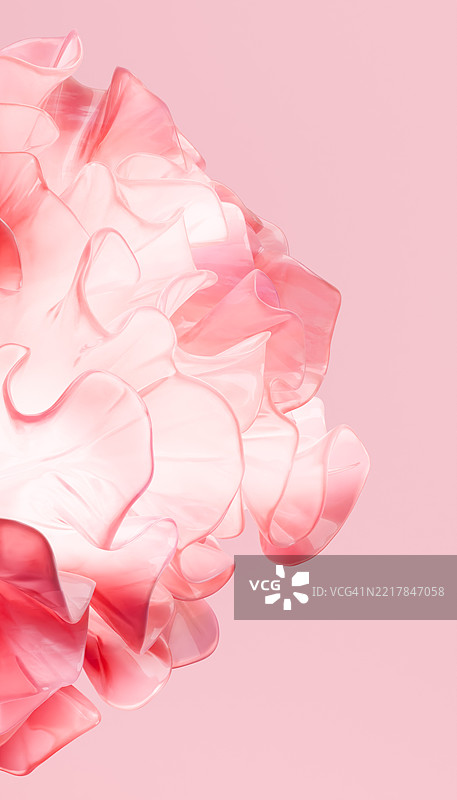 空灵的绽放 - 半透明红色调中的流动抽象花卉波浪图片素材