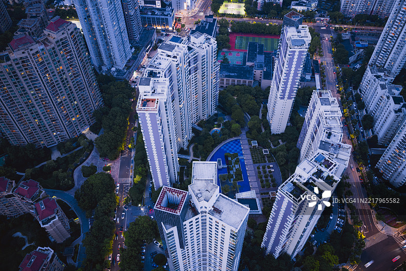 现代城市住宅建筑的鸟瞰图图片素材