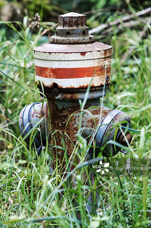 草地上的旧消防栓图片素材