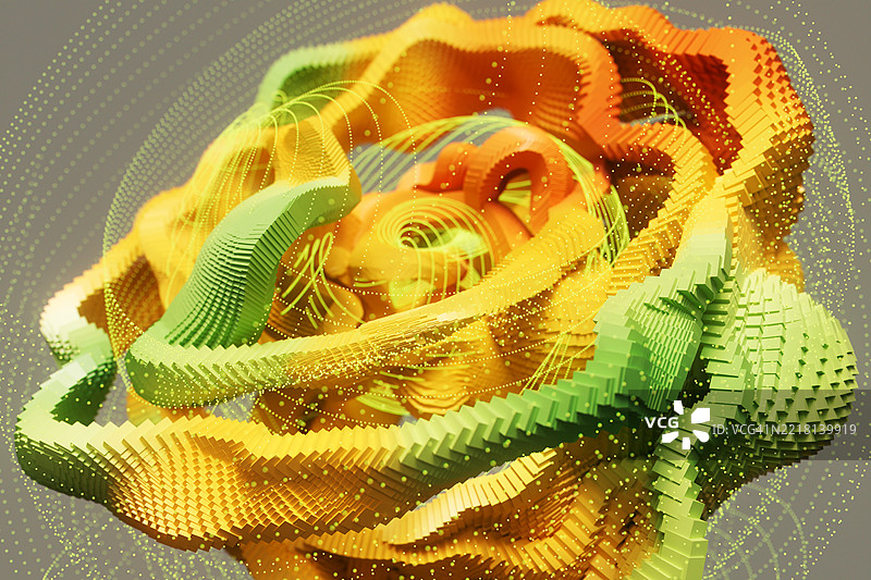 以抽象方式表现的流动数据所代表的数字化转型图片素材