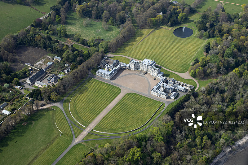 苏格兰“霍普顿庄园”的鸟瞰图图片素材