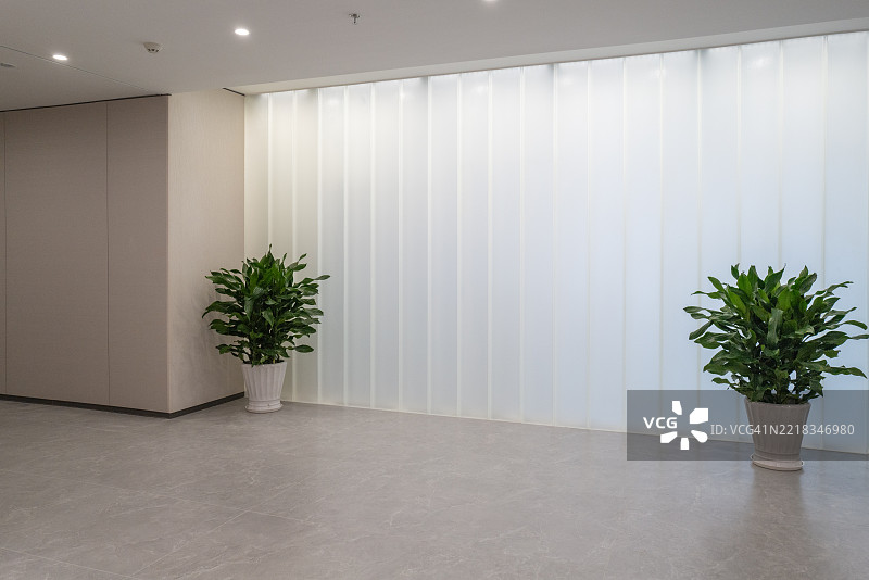现代办公室室内环境与盆栽植物图片素材