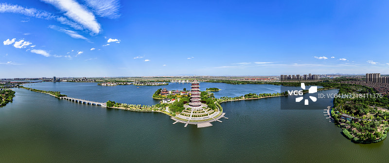 少海国家湿地公园的无人机俯瞰视角图片素材