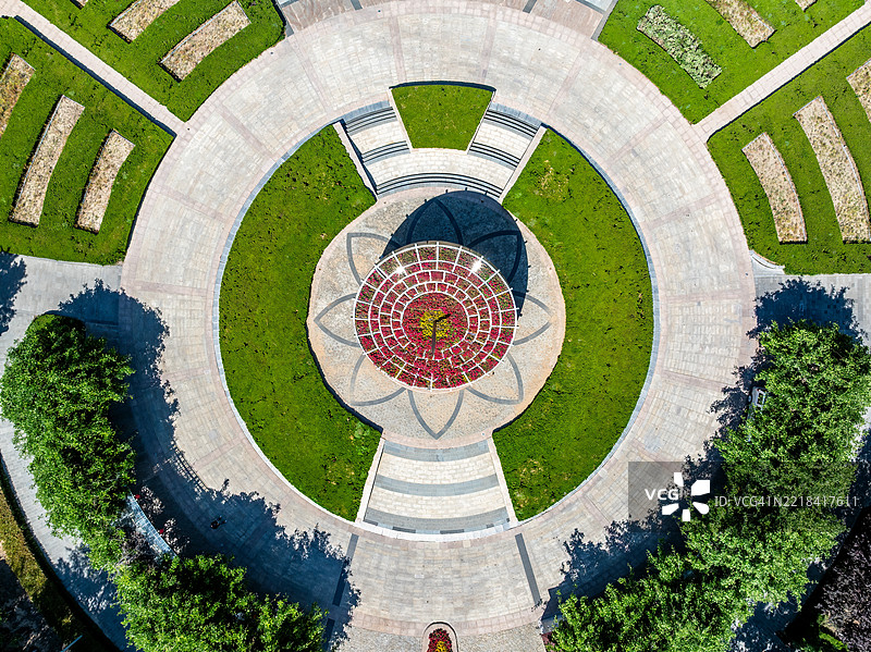 公园内人工景观的俯视图图片素材