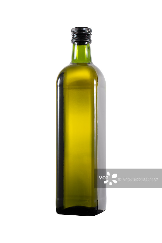 一瓶特级初榨橄榄油，孤立在白色背景上图片素材