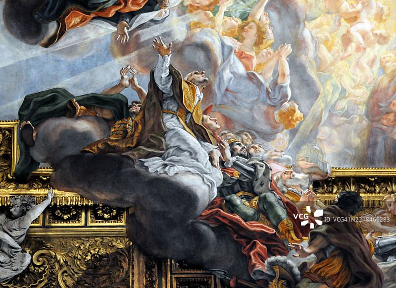 耶稣教堂 - 巴奇乔或巴奇恰 - G.B. 高利 - 耶稣之名的荣耀。圣格雷戈里大帝 - 坎特伯雷的奥古斯丁 - 雷卡雷多图片素材