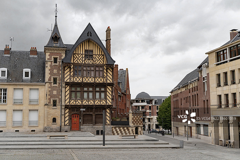 法国皮卡第地区索姆省的亚眠中世纪朝圣者之家图片素材