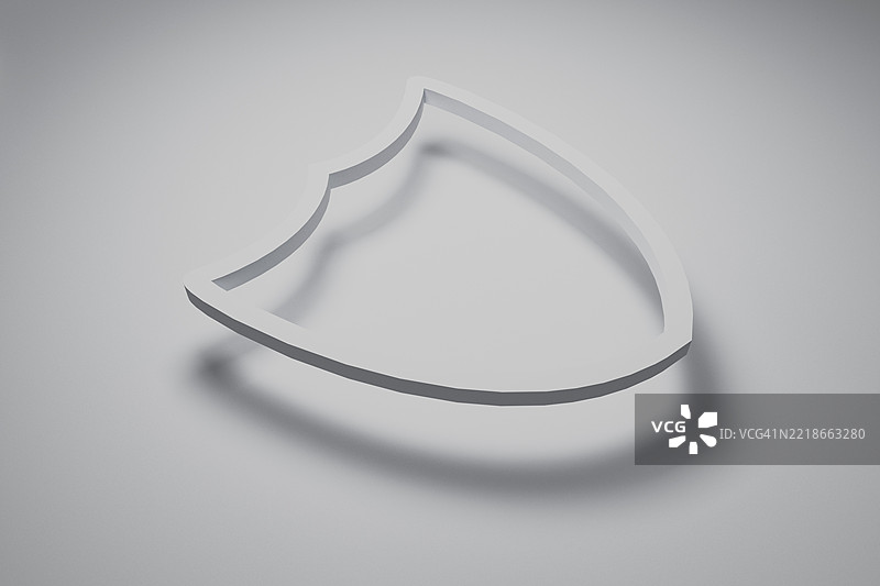 白色背景上的简约空心盾牌徽章渲染图图片素材