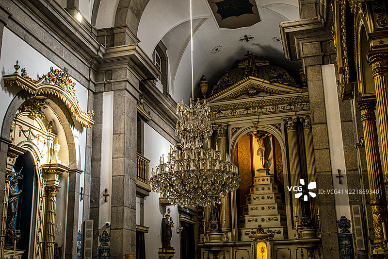灵魂教堂或圣凯瑟琳教堂。内部视图。葡萄牙，波尔图。图片素材