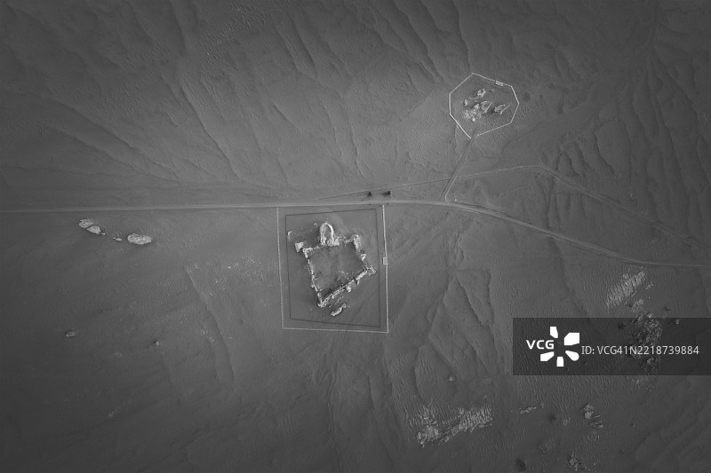 中国新疆塔克拉玛干沙漠中的米然古城唐代城堡图片素材