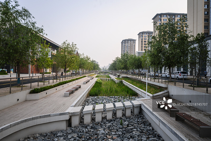 现代城市中的城市绿廊图片素材