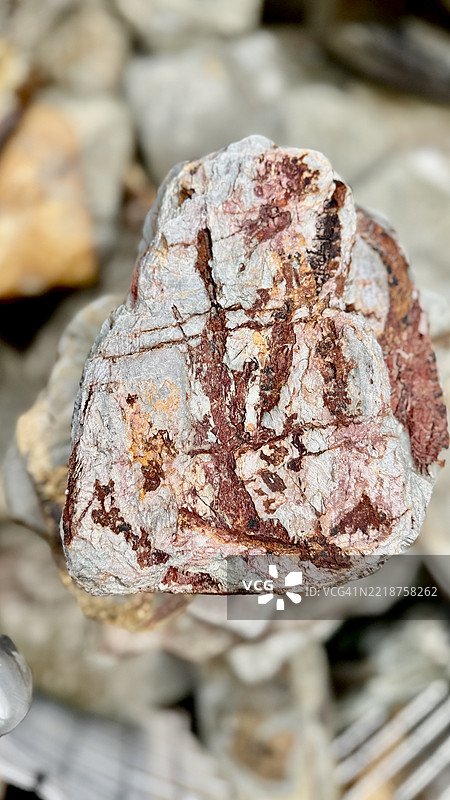 特写镜头下的乡村风格石板（大型岩石园艺）选择。图片素材