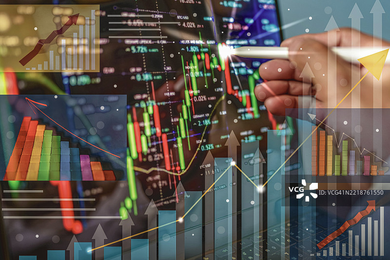 商业增长趋势良好，财务状况良好，股票交易增长势头良好。图片素材