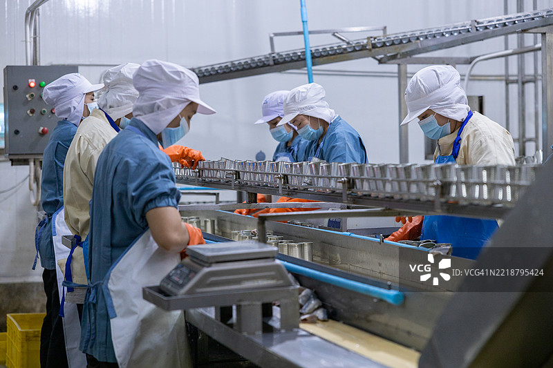 罐头食品生产线上的工人图片素材