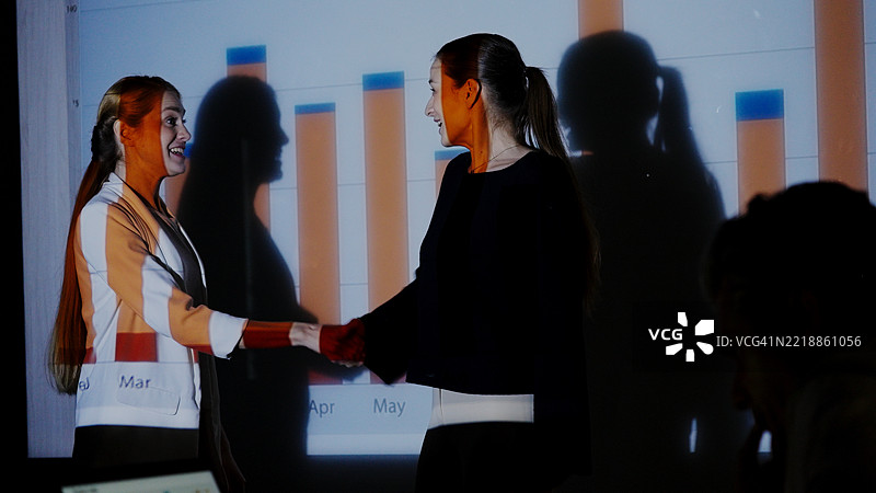 高管向董事会和投资者展示使用的展示板。图片素材