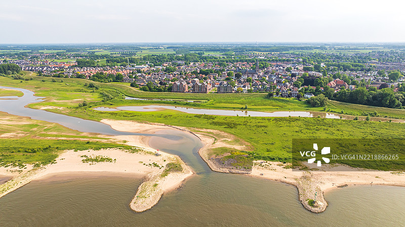 荷兰德鲁滕及瓦尔河的鸟瞰图图片素材