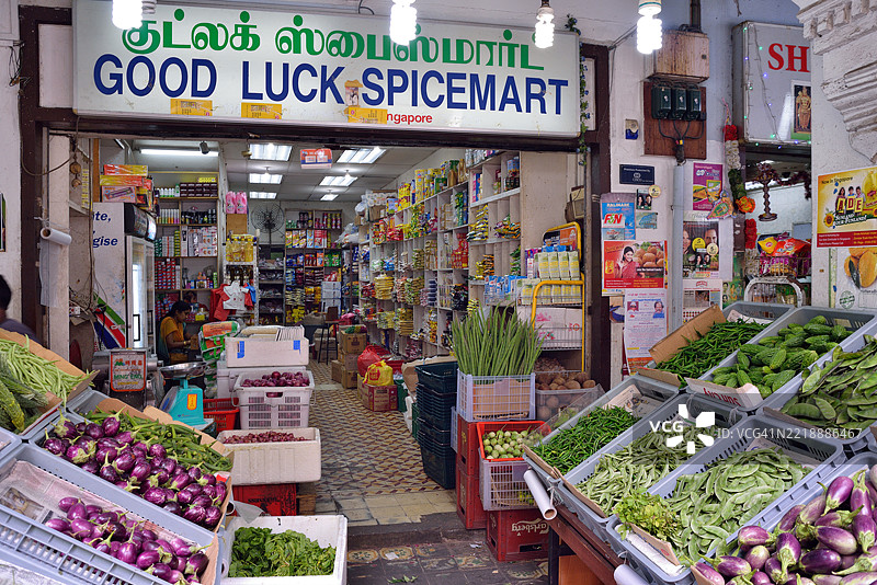 新加坡小印度的典型印度马马克杂货店图片素材