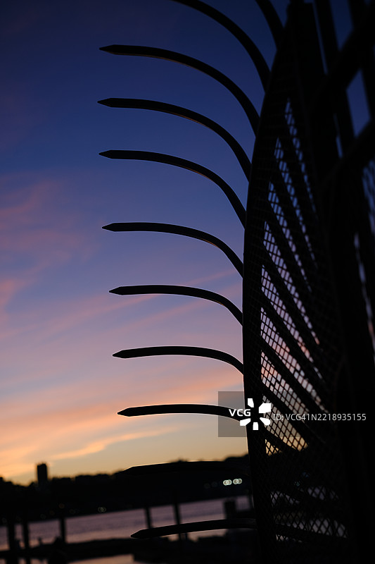 日落时分，纽约天空中桥的剪影， 美国图片素材