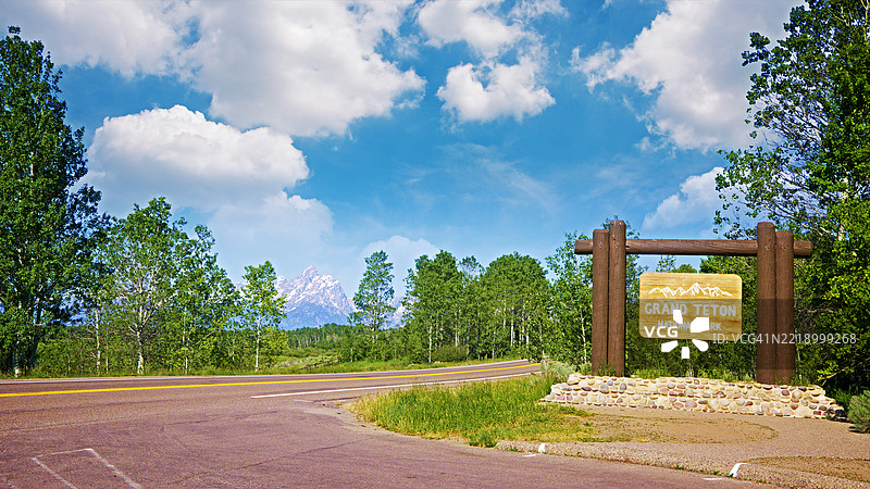 大提顿国家公园主入口，山景，怀俄明州，美国图片素材