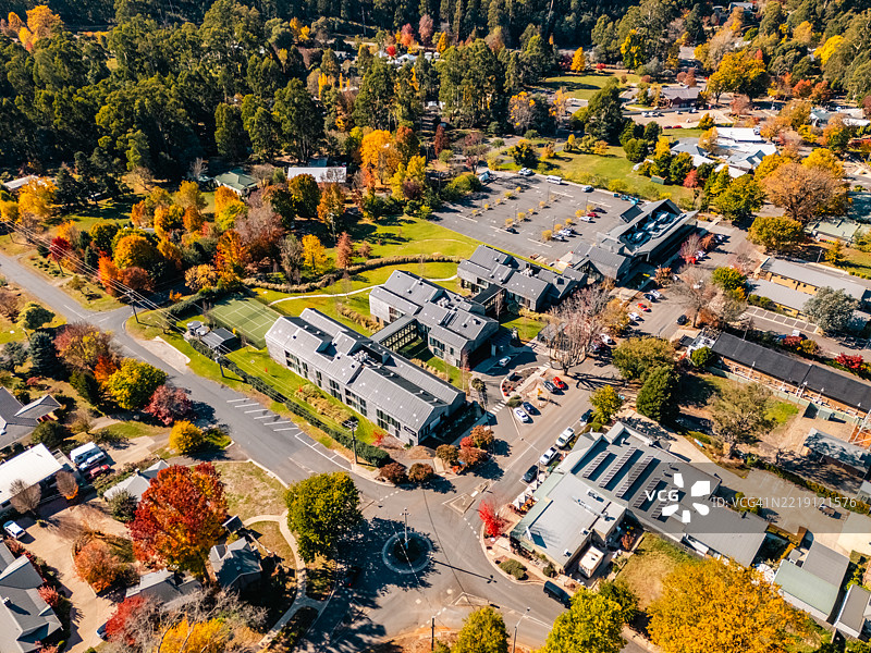 维多利亚州玛丽斯维尔的秋季鸟瞰图图片素材