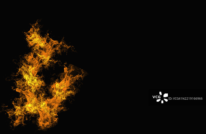 黑色背景上的火焰特写图片素材