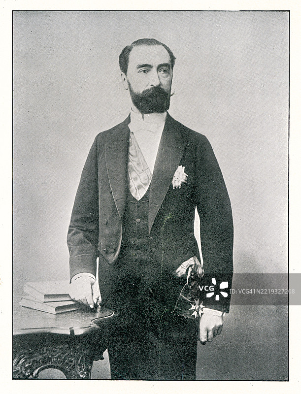 法国政治家玛丽·弗朗索瓦·萨迪·卡诺特的肖像，他于1887年至1894年被刺杀期间担任法国总统。图片素材
