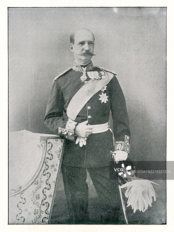 希腊国王乔治一世的肖像，他于1863年3月30日至1913年被刺杀期间担任希腊国王。图片素材