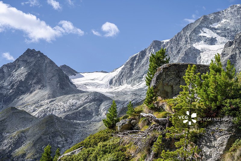风景如画的山脉景观，冰川德皮斯，阿罗拉，瓦莱州，西阿尔卑斯，瑞士，欧洲图片素材