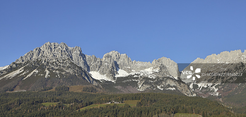 维尔德凯瑟山全景，奥地利蒂罗尔州埃尔尔毛的维尔德凯瑟山，欧洲图片素材