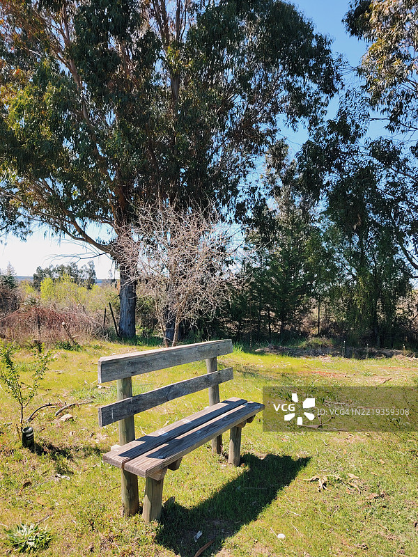 风景中间的木长椅图片素材