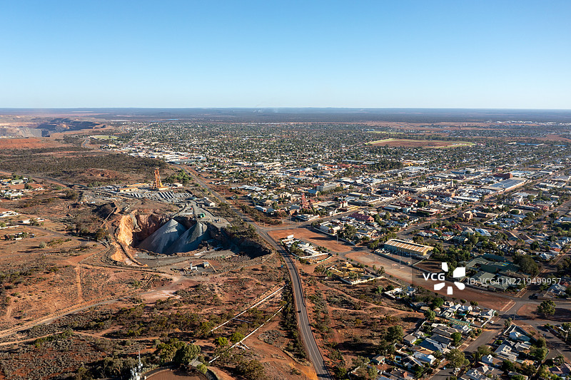 地下金矿和卡尔古利-博尔德的鸟瞰图图片素材