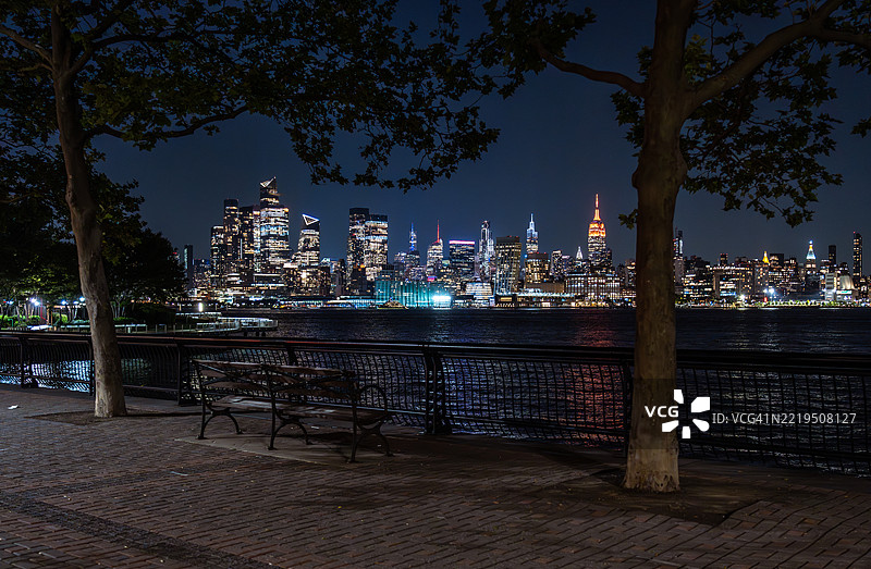 霍博肯步道与曼哈顿天际线图片素材