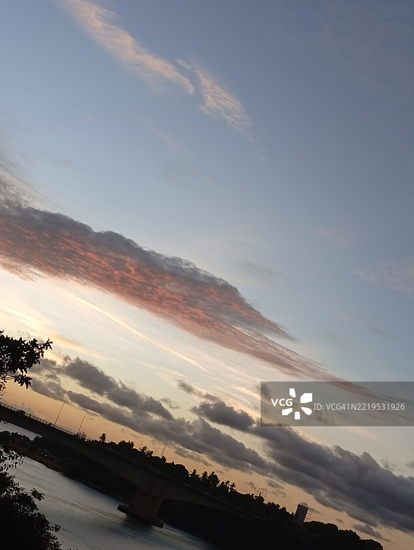 肯尼亚基里菲县日落时分河流与天空的美丽景色图片素材