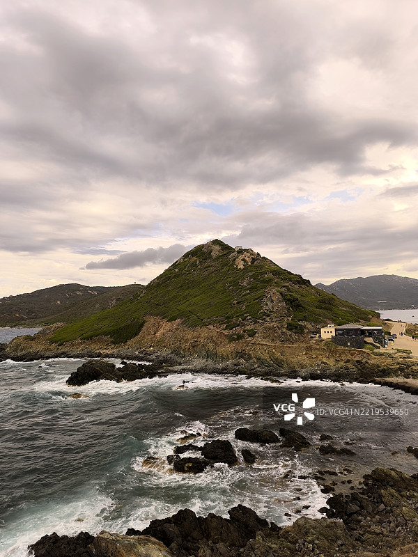 法国科西嘉岛海洋与天空的美丽景色图片素材