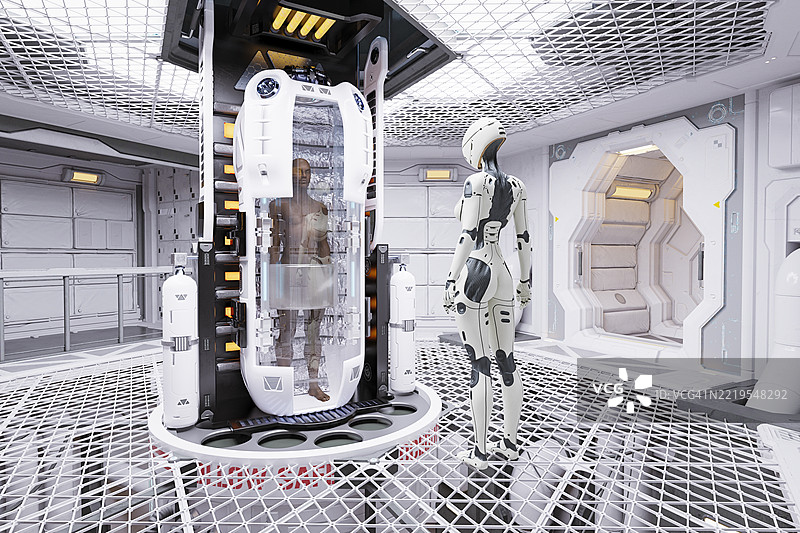 未来室内的低温舱图片素材