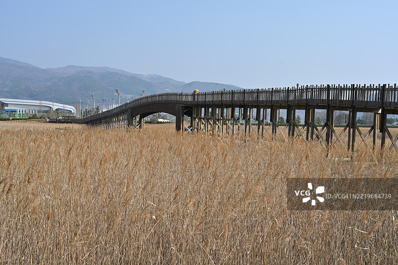 韩国全南道，宝城郡，中岛堤防图片素材