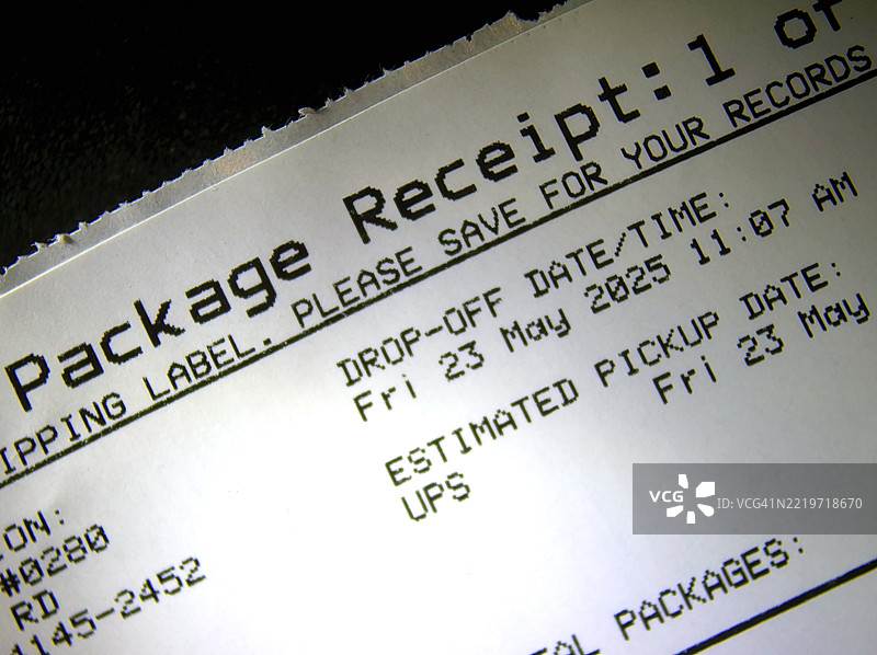 运输包裹收据图片素材