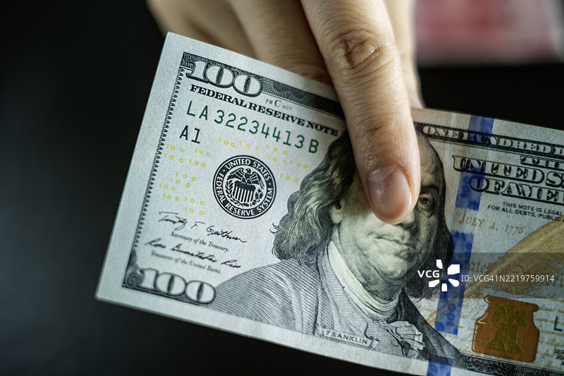 美元钞票的特写镜头图片素材