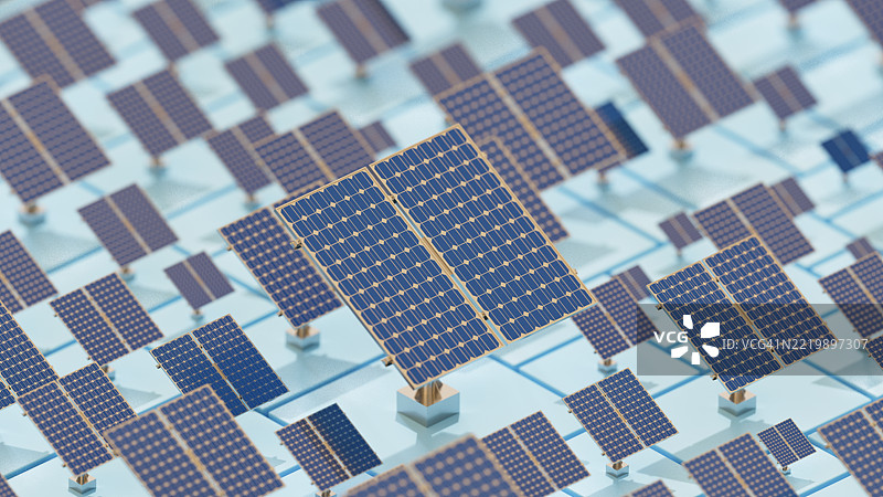 太阳能电池板，可再生能源概念图片素材