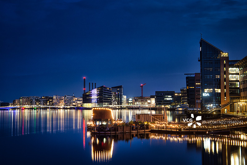 哥本哈根夜景全景图片素材