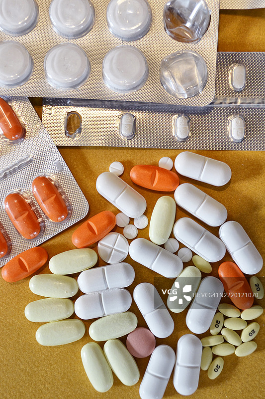 不同类型的药丸药物图片素材